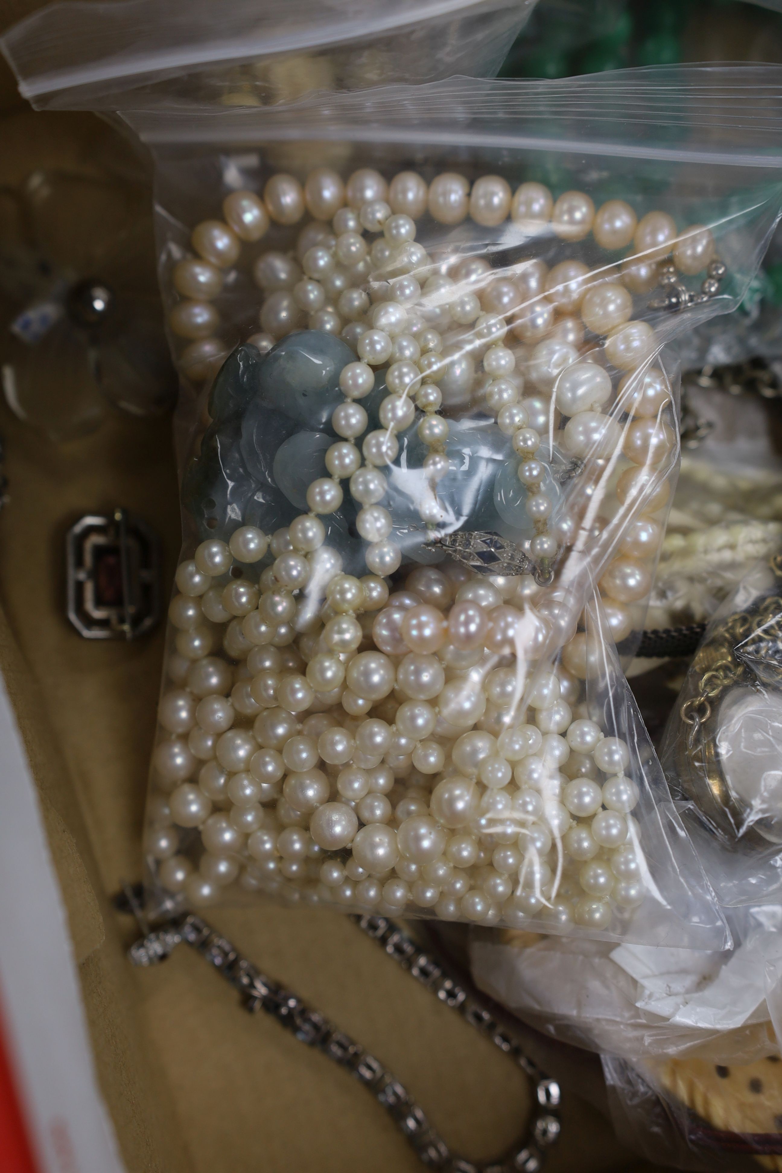 A quantity of assorted costume jewellery and other items including lorgnettes